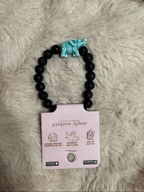 Simply Southern Black Beaded Bracelet with Turquoise Elephant Accent